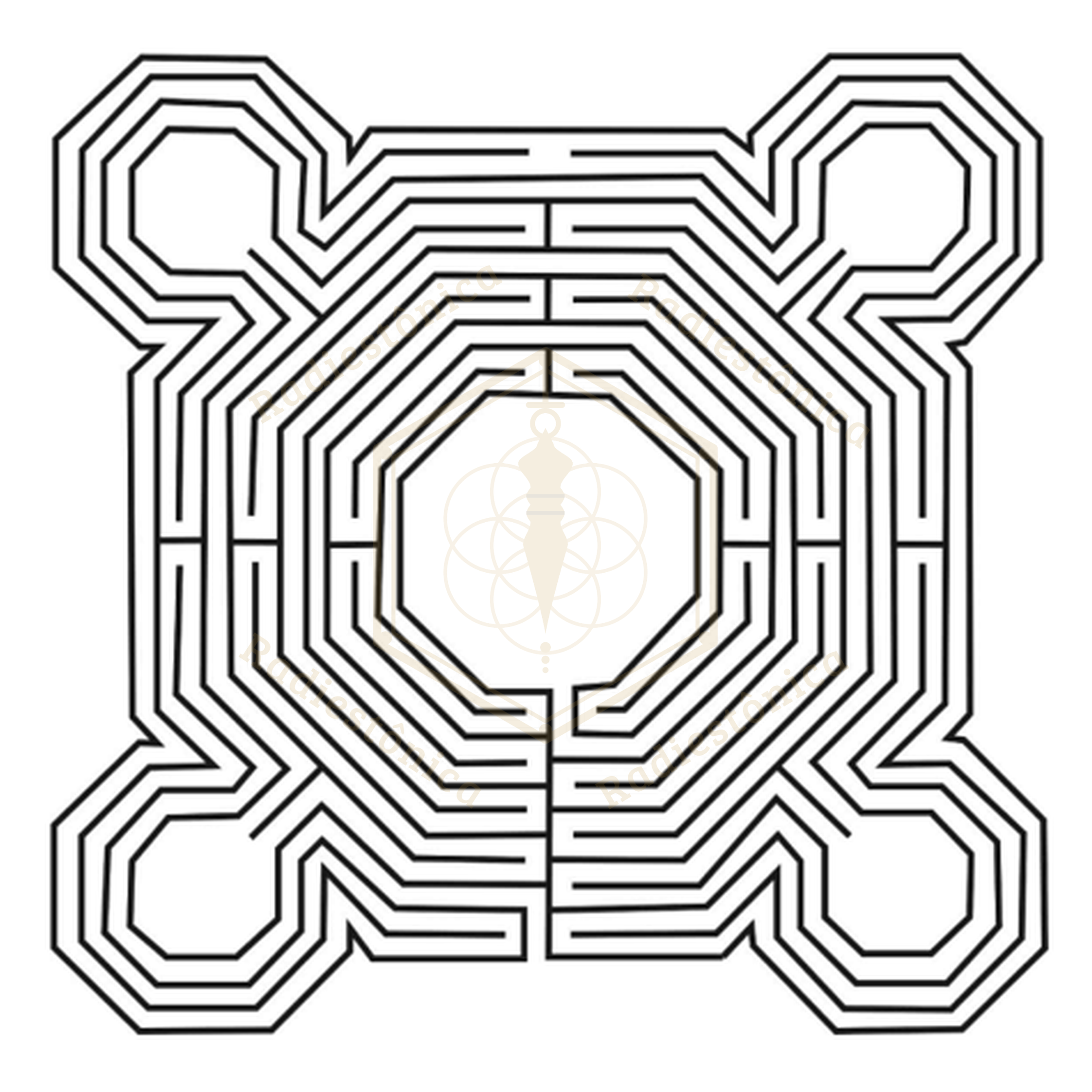 Gráfico Radiestésico Digital — Labirinto Catedral de Reims